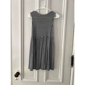 Black and white striped tank dress S